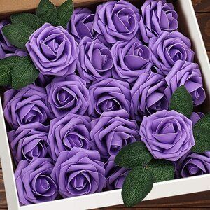 Purple Real Touch Foam Roses